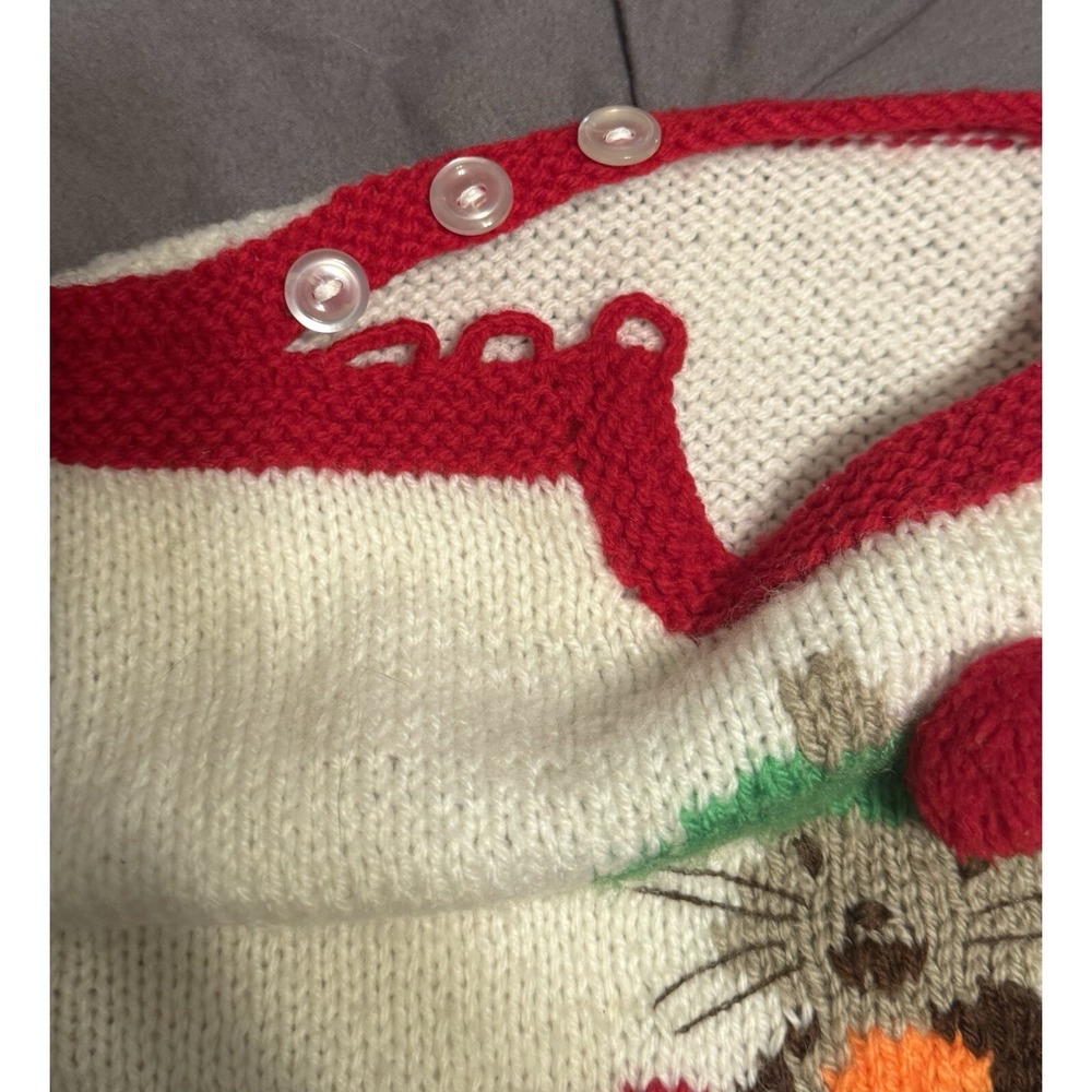 Handmade Beatrix Potter Infant Knit Sweater Red & White 13" W x 13"L - Picture 6 of 8